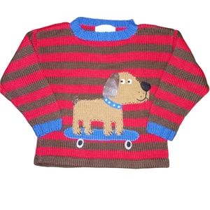 VGUC 100% Cotton 4T AND THEN THERE WAS JAKE RED/Brown Stripe Chunky Sweater
